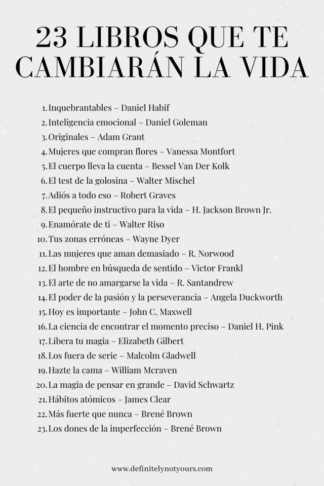 23 libros que te cambiarán la vida Definitely not yours